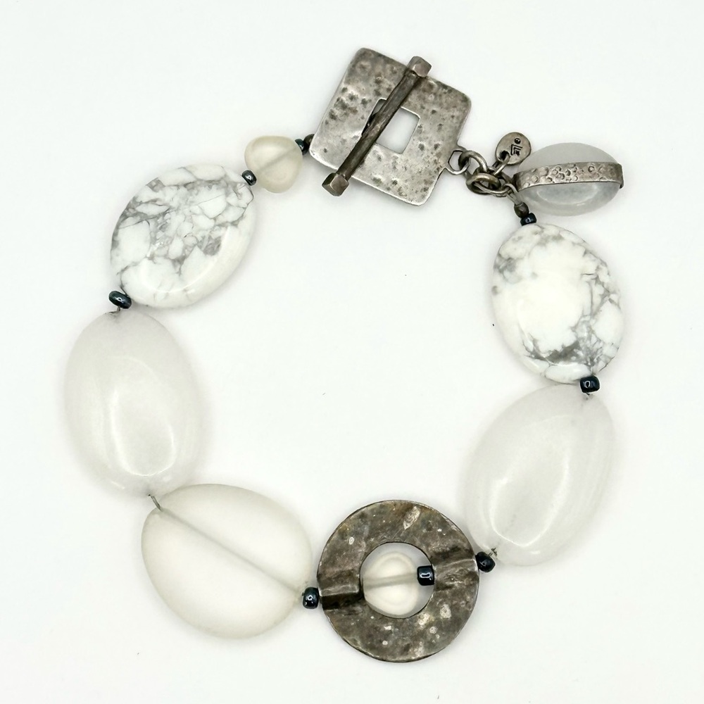 Silpada Retired B1946 White Howlite & White Jade Toggle Bracelet